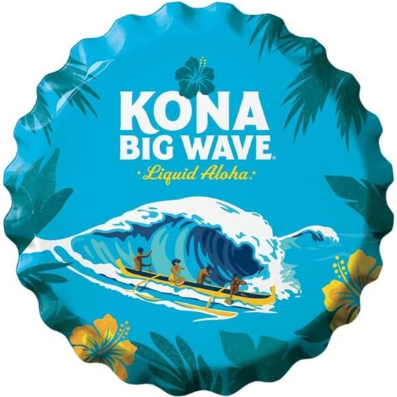 Kona Big Wave Beer Metal Bottle Cap Sign Garage Shop Bar Man Cave Outdoor LARGE - Picture 1 of 6